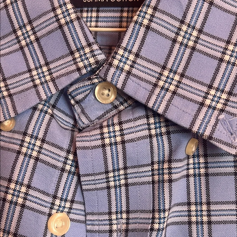 Daniel Cremieux Blue and Black white Plaid Button-Down Shirt - Picture 3 of 6